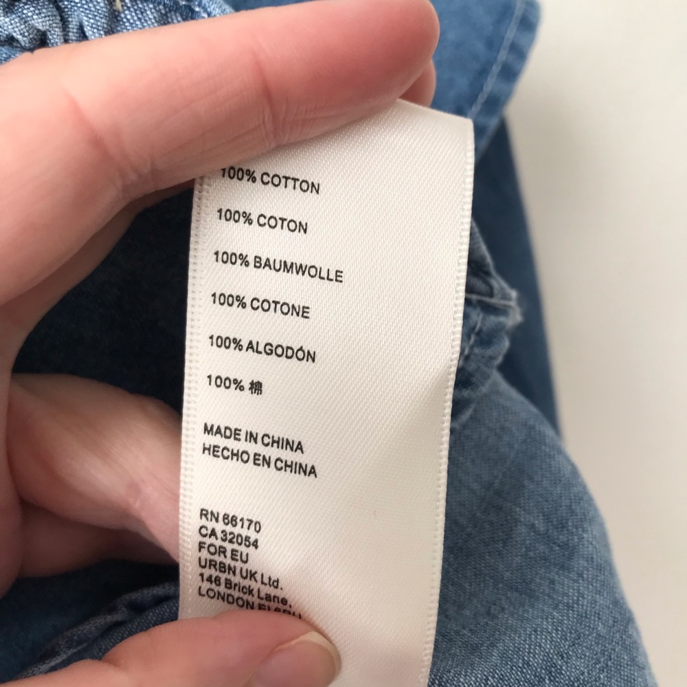 Free People Denim Ruffle Top - Picture 3 of 7